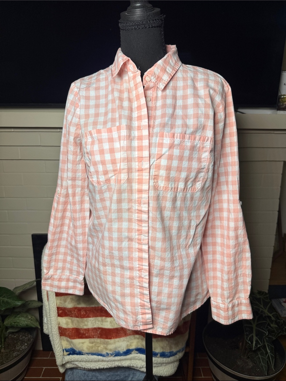 Light Pink Gingham Button-Down Shirt